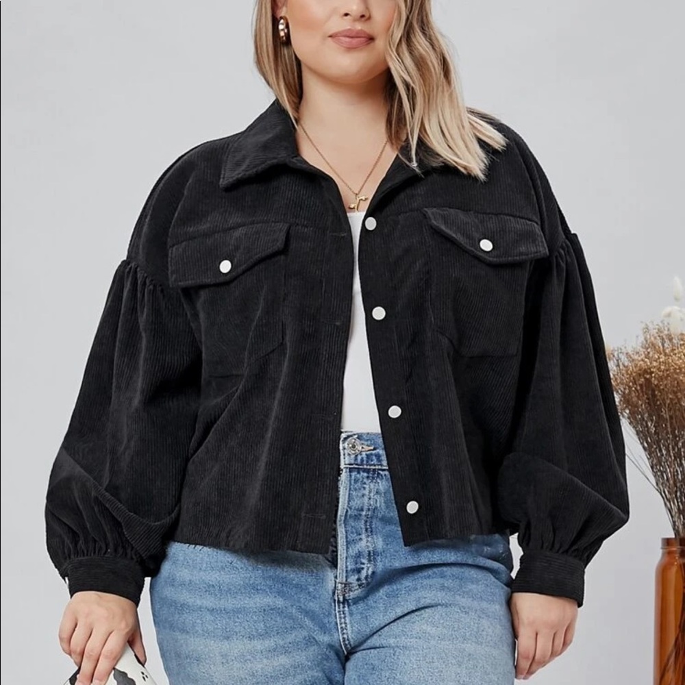 Lantern Sleeve Jacket Plus Size